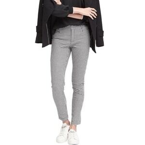 T4 Banana Republic Sloan Fit Houndstooth Pants Black White Stretch Size 2‎